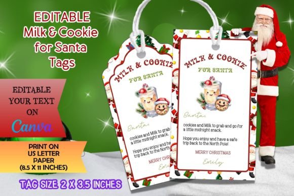Editable Milk & Cookie for Santa Tags: A Festive Design Solution