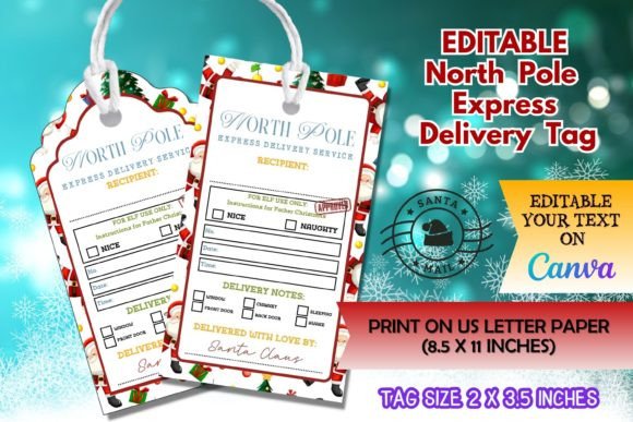 Editable North Pole Express Delivery Tag: Holiday Magic Made Easy