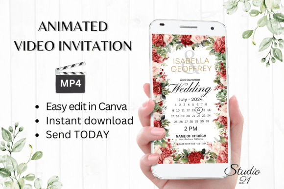 Elegant Red Roses Wedding Invitation: A Digital Template Guide