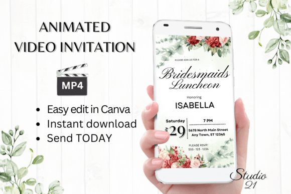 Red Roses Bridesmaid Luncheon: A Vintage Serif for Timeless Elegance